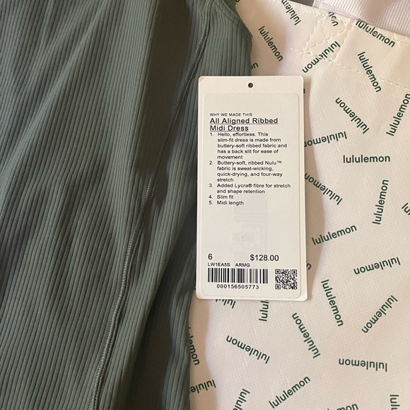 NWOT Lululemon All Aligned Midi Dress, Sz 6, Army Green - Picture 5 of 8